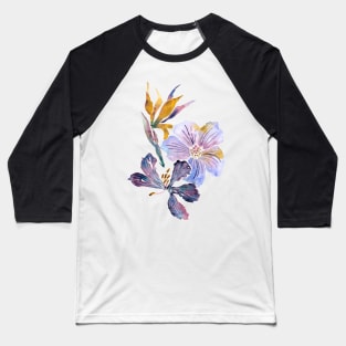 San Diego Watercolor Tropical Flowers Baseball T-Shirt